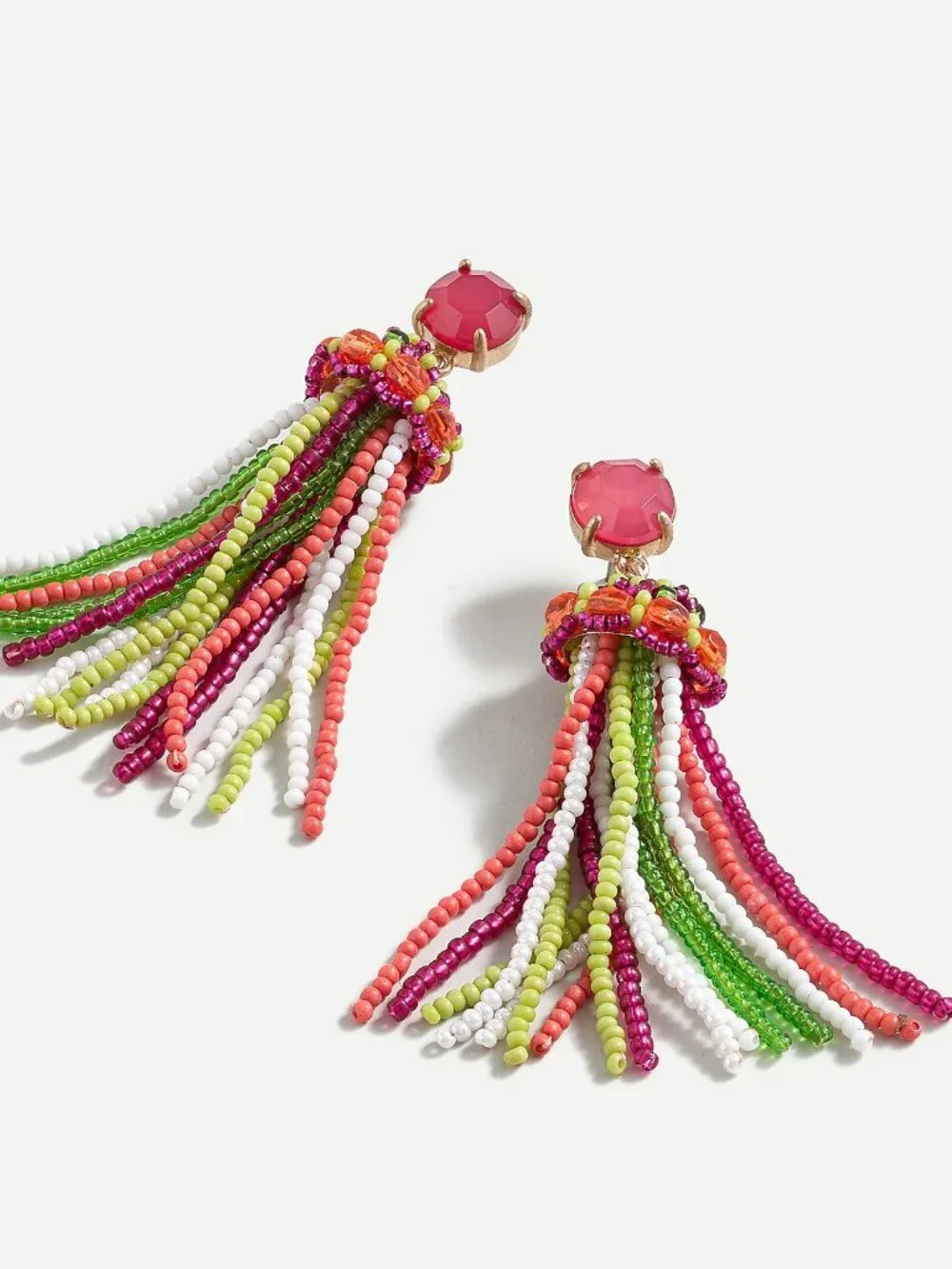 J.Crew Beaded tassel stud earrings-AP434-MULTI COLOR-NEW